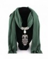 Women Tassels Wrap- Misaky Necklace Scarves Owl Pendant Jewelry Scarf Shawl - Green - CJ12MB8KG0J