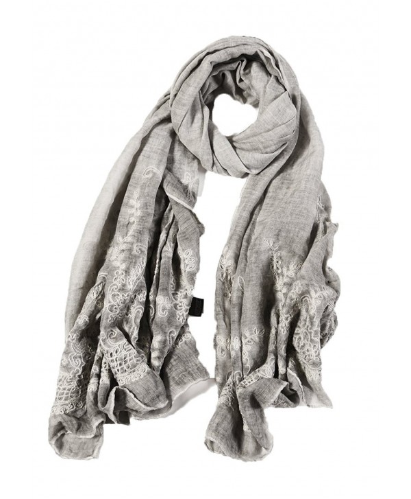 Ayli Women's Flora Lace Scarf Long Shawl Lightweight Fashion Wrap Various Colors - Gray - CV1875UQA4S