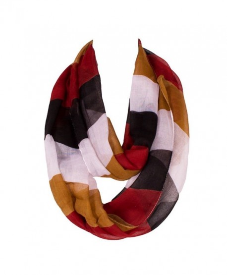 Nanxson(TM) Women Voile Fashion Patchwork Band Design Scarf/Wrap WJW0011 - Black Red - C112G7K8W21