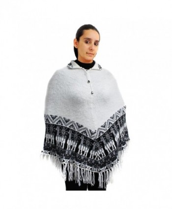 CELITAS DESIGN Poncho Pashmina Wraps crew neck alpaca wool blend made in Peru - White - CP12N3Z99BG