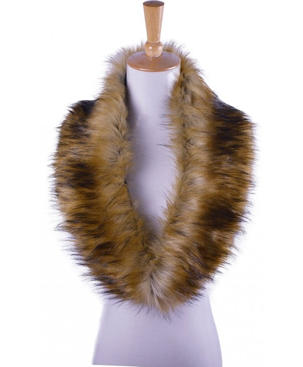 RoRoDox Women Winter Warm Shrug Faux Fur Fluffy Collar Wrap Scarf Neck Shawl - Brown - CT129P4JLE9