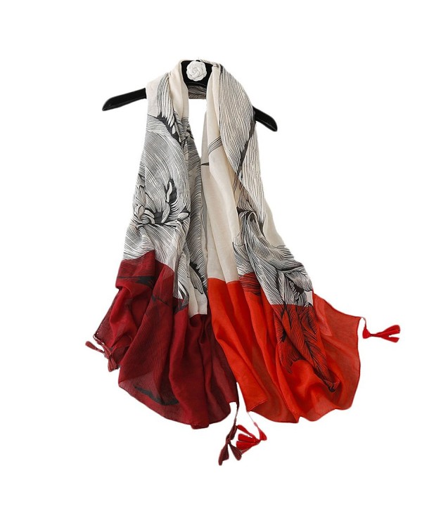 Women Infinity Scarves Lightweight Large Shawl---Gradient Color-Sun Protection - Twin Flower-red - C3184HNR0L5