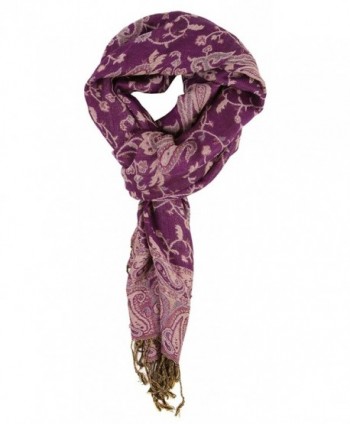 LibbySue-Reversible Tapestry Paisley Pashmina Scarf Shawl Wrap in Rich Colors - Purple - CO11PRRK7MT