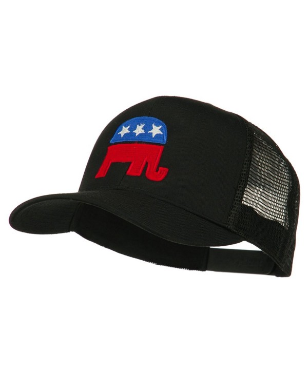 Republican Elephant USA Embroidered Mesh Back Cap - Black - CZ11ND59QW9