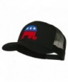 Republican Elephant USA Embroidered Mesh Back Cap - Black - CZ11ND59QW9