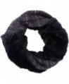 Sakkas Sele Short Two Textured Faux Fur Ribbed Knit Mixed Designed Infinity Scarf - Navy - CM12MWYCUEU