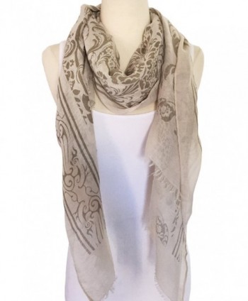 Women Lightweight Soft Printing Cotton Scarf Shawl - Light Brown - CL17XMOYNLG