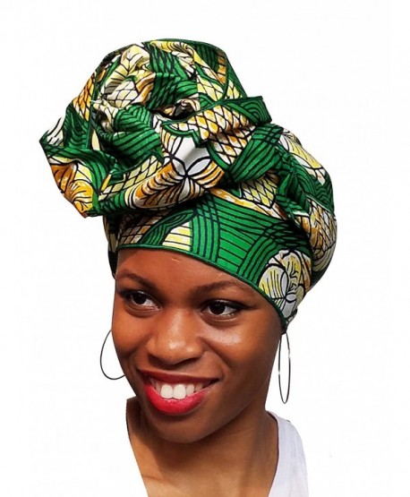 Green African Print Ankara Head wrap- Tie- scarf- Multicolor- One Size - CO12O0S4LQB