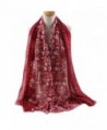 FEOYA Women Dot Floral Print Pashmina Scarves Silk Blend Long Beach Wrap Shawl - Red - CU12JWOHVCB