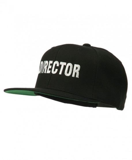 Director Embroidered Flat Bill Cap - Black - CD11V0OFV5L