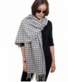 28'' x 78'' Womens Warm Wool Houndstooth Scarf Pashmina Shawl Plaid Muffler Wrap with Gift Box - Grey/white - CU128S9NHGZ