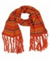 Bohemian Striped Knit Unisex Winter Scarf - Orange - CC11GQURSL9
