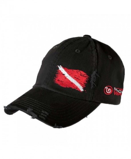 Scuba Diving Ripped Flag Distressed Hat: Born of Water - Freedive Diver Spearfishing - CE11OV9FMLP