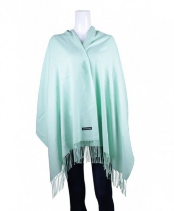 UNISI Large Soft Silky Pashmina Twill Shawl Ladies Wrap Women Scarf in Solid Colors - Mint Green - CZ12K2D4DQN