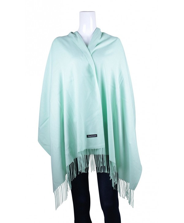 UNISI Large Soft Silky Pashmina Twill Shawl Ladies Wrap Women Scarf in Solid Colors - Mint Green - CZ12K2D4DQN