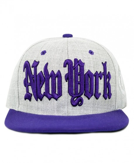 THE HAT DEPOT 1300DHGny Designed Heather Grey New York Snapback Cap - Purple - CU120QHC9M5