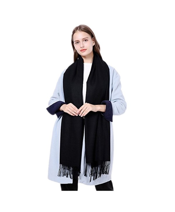 Women's Cashmere Scarves Shawls Super Soft Warm Scarf Winter Long Fashion Pure Color For Men - Black - CN188KNLM6H