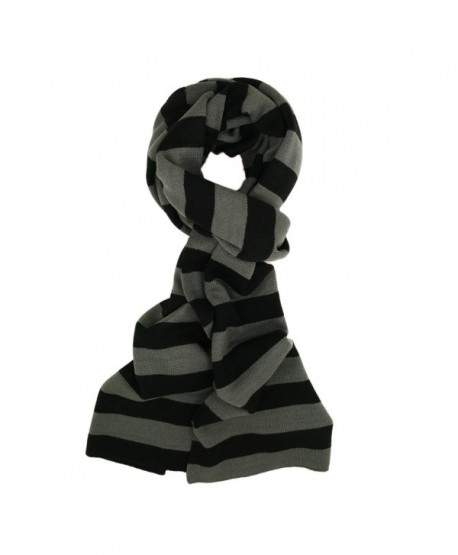 TrendsBlue Premium Soft Knit Striped Scarf - Different Colors Available - Gray & Black - CT116XP93LF