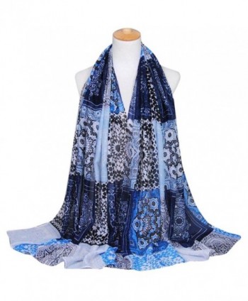 DEESEE(TM) Women Printing Long Soft Wrap Scarf Ladies Shawl Paris Yarn Scarves - Navy - C212MX9BY3I