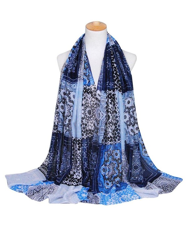 DEESEE(TM) Women Printing Long Soft Wrap Scarf Ladies Shawl Paris Yarn Scarves - Navy - C212MX9BY3I