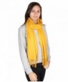 GILBIN'S Womens Solid Color Large Extra Soft Cashmere Blend Pashmina Shawl Wrap Scarf - Mustard - CD186GY9II7