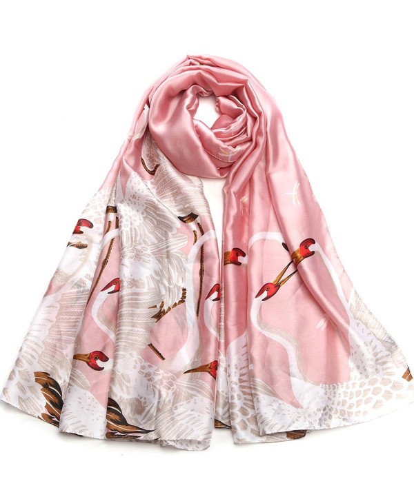 Sleep Koala Women Silk Scarf Large Satin Hair Scarves Fashion Pattern Wrap Shawl - Pink - C1186IULZ2H
