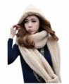 Xinliya Unisex Fleece Long Hooded Scarf Gloves Pocket Earflap Hat Snood Wraps - Beige - CP11R010CQB