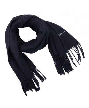 Earlish Men's Pashmina Scarf Solid Color Soft Cozy Cashmere Feel Warm Winter Scarf - Black - C3188ZC375I