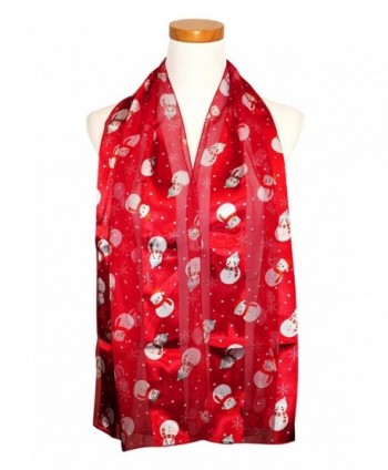 Knitting Factory Christmas Scarf - Snowman and Gingerbread Cookies Design - Red-os3017 - CS187LDOIQ0