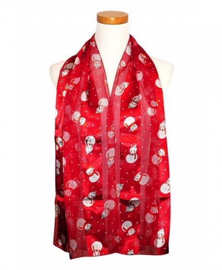 Knitting Factory Christmas Scarf - Snowman and Gingerbread Cookies Design - Red-os3017 - CS187LDOIQ0