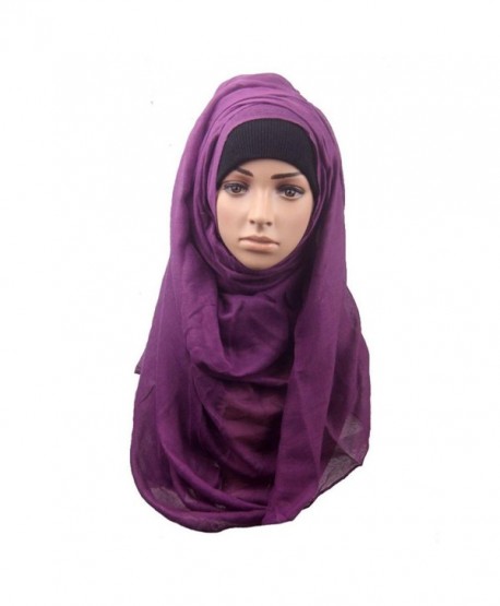 Deamyth Muslim Headscarf Women Shawl Scarf Cotton Head Cover Headscarf Muffler - Purple - CV12O9RXOY2
