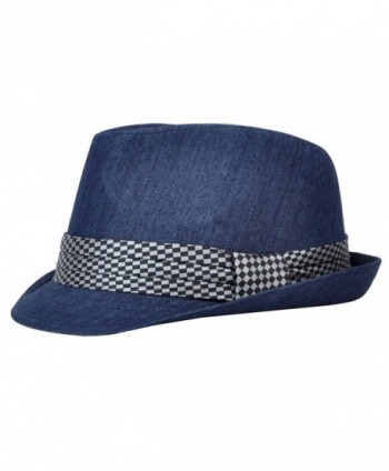 Men's All Season Fashion Wear Fedora Hat - Navy - CV12BP1HH69
