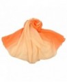 HYACINTH 100% Mulberry Silk Fashion Pattern Gradient Long Scarf - Orange Gradient - CR12O9RV2L6