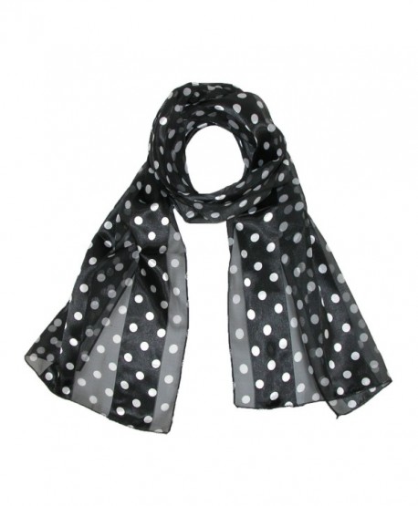 CTM Women's Satin Polka Dot Scarf- Black - CU11047BNEX