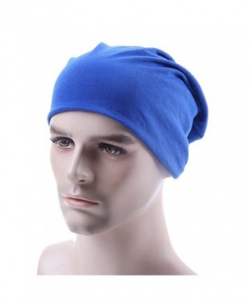 WEHOPS Unisex Soft Thin Stretchy Knit Cap Baggy Hat Slouchy Skull Long Beanie - Blue - CI12N9KHEWW