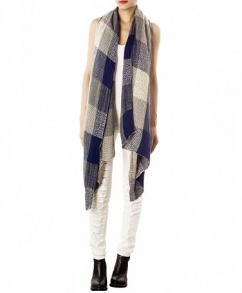 iB-iP Women's Plaid Blanket Stylish Gorgeous Warm Long Cold Weather Scarf Wrap - Navy - CY11HHL3ZH7