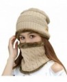 HindaWi Womens Beanie Winter Hat Scarf Set Slouchy Warm Snow Knit Skull Cap - Beige - CR1845A8YKH