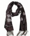 Mary's Gifts Women's Fashion Long Floral Scarf - Charcoal Grey - CL12OCLQ3JW