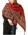 Ababalaya Women's Extra Large 70"&times37" Soft Bohemian Ethnic Style Fringed Scarf Shawl - Red - CC1853DZEZU