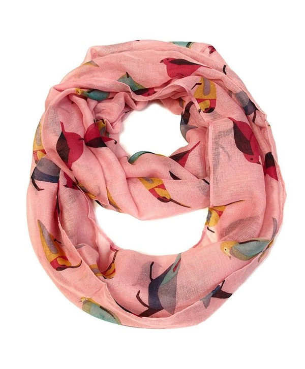 Bird Print Infinity Scarf - Pink - Pink - CJ187H7KY09