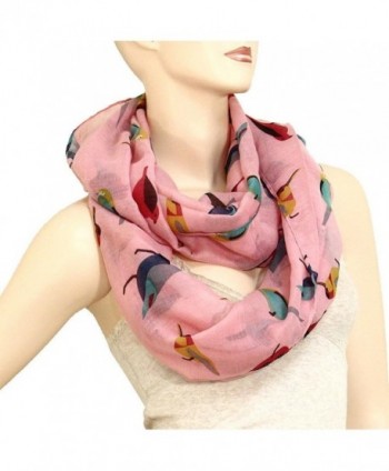 Bird Print Infinity Scarf Pink in Fashion Scarves