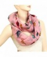 Bird Print Infinity Scarf Pink in Fashion Scarves