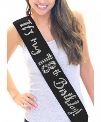 It's My 18th Birthday! Rhinestone Sash 18th Brithday Gift by RhinestonSash.com - Black - CI12J6M5JQT