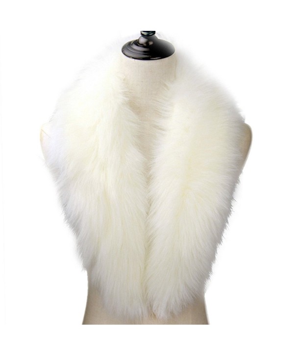 Dikoaina Extra Large Women's Faux Fur Collar for Winter Coat - White - CJ12K77TN8R