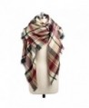 Women's Stylish Warm Blanket Tassels Scarf Soft Plaid Tartan Winter Wrap Shawl - Burgundy Gird - CH188N54HKC
