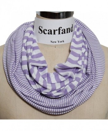 Scarfand's Colorful Light Weight Infinity Loop Scarf Various Designs - 2 Stripe Lavender - C411JY1CRL3