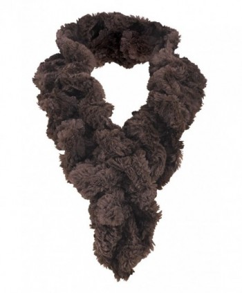 Women's Faux Fur Scarf - Scrunchie Loop Neck Wrap - Brown - CD187U762YY