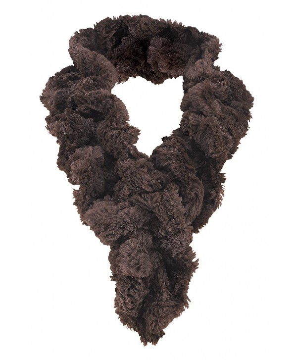 Women's Faux Fur Scarf - Scrunchie Loop Neck Wrap - Brown - CD187U762YY