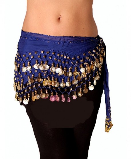 Royal blue Gold Belly Dance Hip Scarf - CS12E0LGWDZ