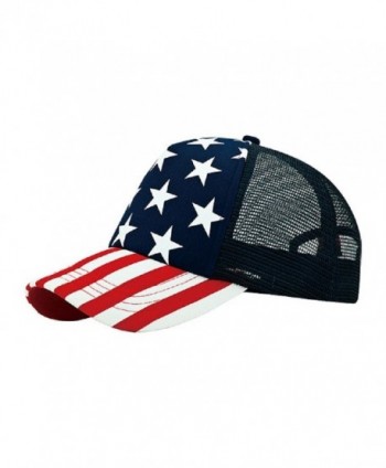 5 Panel Foam Mesh Trucker USA Patriotic Flag Snap Back Baseball Cap - Flag - CN11ATQSG93